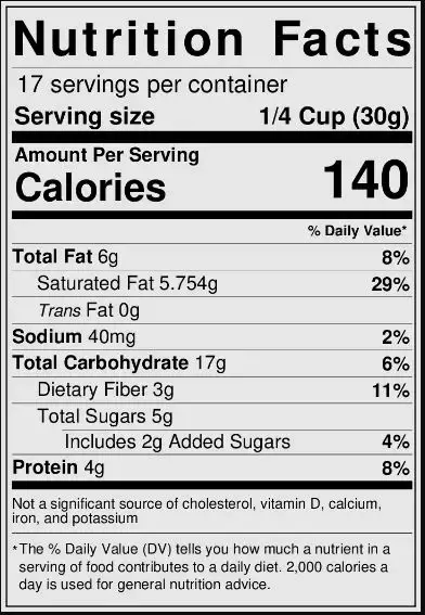 Pink City Granola PC Nutrition fact.webp