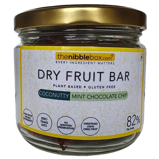 Coconutty - Mint Chocolate Chip (Dry fruit bars/ Vegan mithai) (Jar (200g))